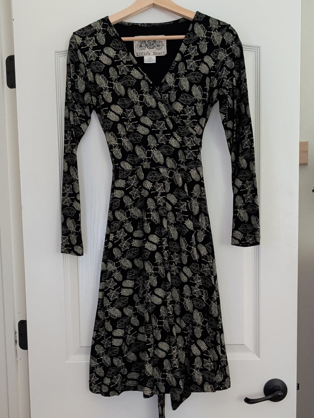 Effie's Heart Black and Cream Autumn Wrap Dress